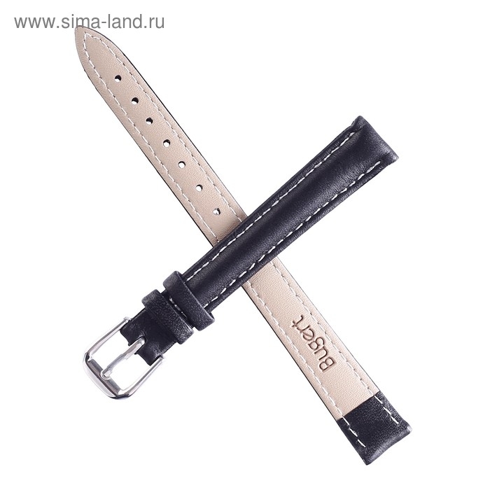 Ремешок для часов "Соломон" 12 мм, натуральная кожа, l-20 см, черный