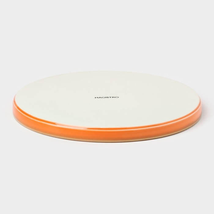 Тарелка фарфоровая с бортиком Magistro «Церера», d=20 см, цвет оранжевый Тарелка фарфоровая с бортиком Magistro «Церера», d=20 см, цвет оранжевый