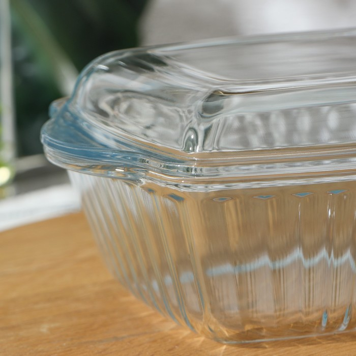 Кастрюля из жаропрочного стекла для запекания Borcam, 1 л, 20,4×16 см, рифлёная, с крышкой Кастрюля из жаропрочного стекла для запекания Borcam, 1 л, 20,4×16 см, рифлёная, с крышкой