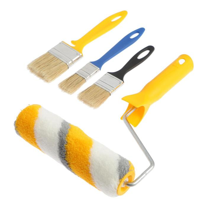 Набор малярный  Набор малярный "АКОР" Русский Маляр, валик 180мм, полиакрил, ванночка  330х260мм, кисти 3шт