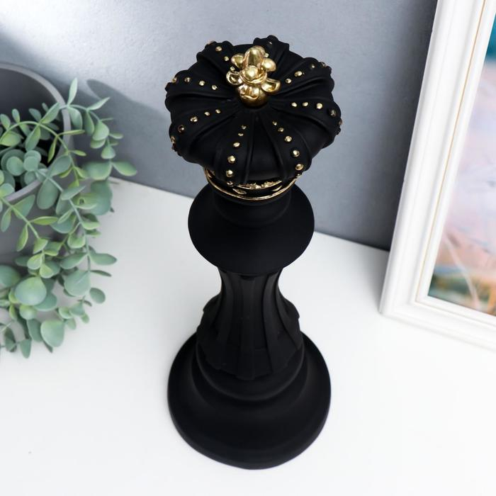 Сувенир полистоун  Сувенир полистоун "Шахматная фигура - Король" чёрный с золотом 40,5х13х13 см