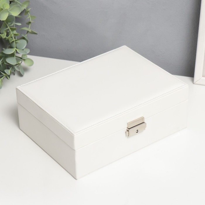 Шкатулка кожзам для украшений  Шкатулка кожзам для украшений "Белая матовая" 8,7х23х17,5 см