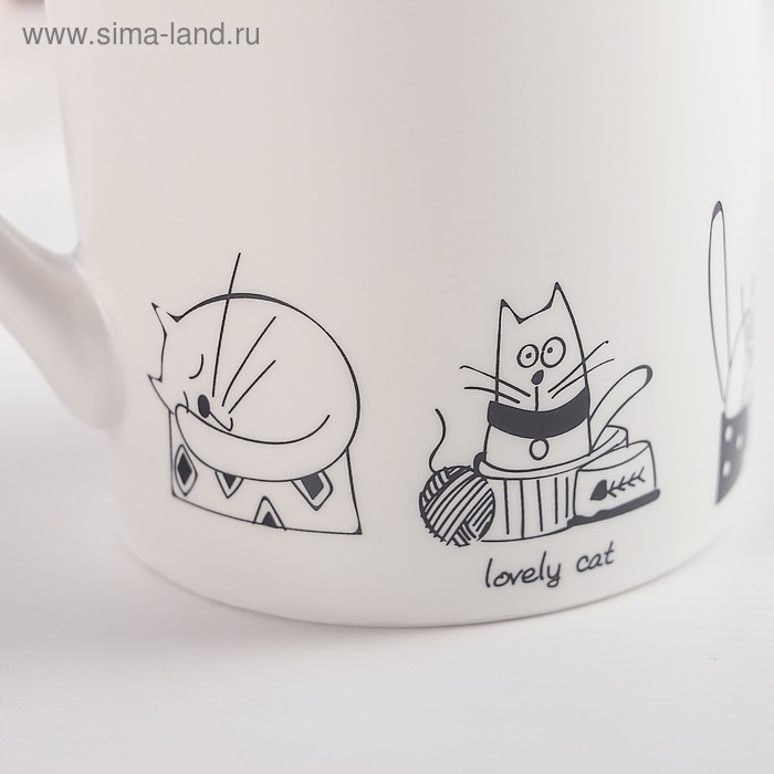Кружка фарфоровая Доляна «День кота», 380 мл, цвет белый Кружка фарфоровая Доляна «День кота», 380 мл, цвет белый