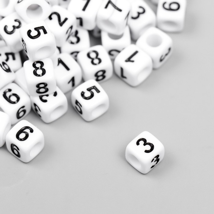 Набор бусин с цифрами Набор бусин с цифрами "Астра" 6х6 мм, 150 шт/упак