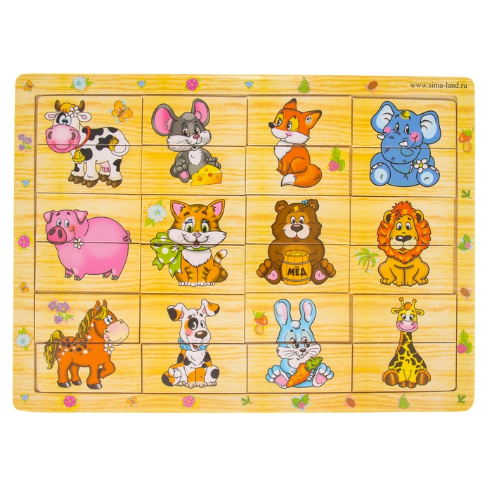 Пазл разрезные картинки «Учим животных» Пазл разрезные картинки «Учим животных»