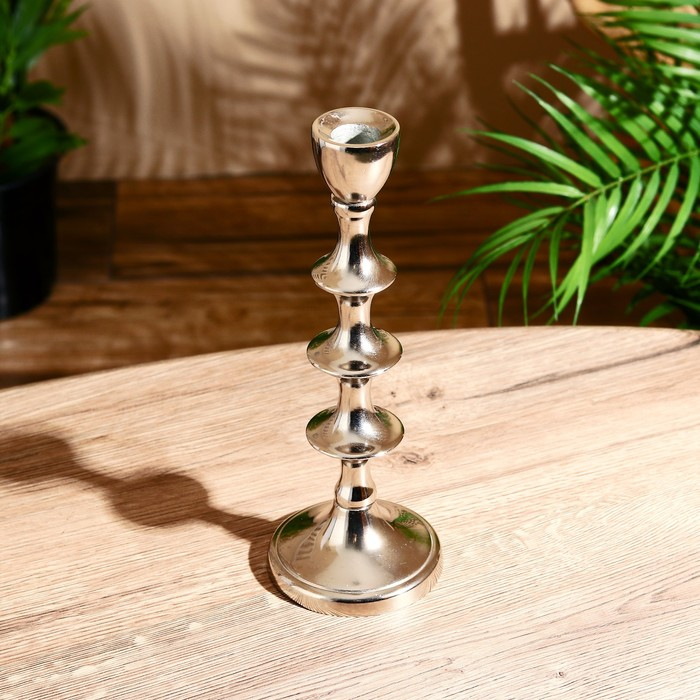 Подсвечник алюминий  Подсвечник алюминий "Кольца" на 1 свечу 9х9х24 см