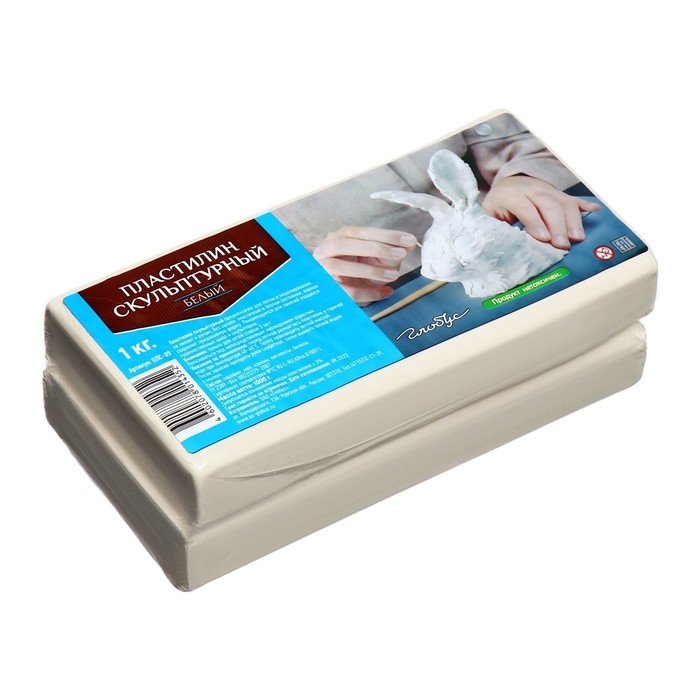 Пластилин скульптурный GLOBUS, твёрдый, белый, 1000 г Пластилин скульптурный GLOBUS, твёрдый, белый, 1000 г