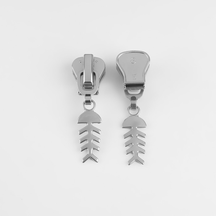 Бегунок автоматический для молнии «Трактор», №8, декоративный «Рыба», 10 шт, цвет никель Бегунок автоматический для молнии «Трактор», №8, декоративный «Рыба», 10 шт, цвет никель