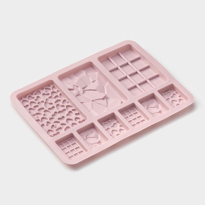 Форма для шоколада Доляна «Шоколадное ассорти», силикон, 20×15 см, 9 ячеек, цвет розовый Форма для шоколада Доляна «Шоколадное ассорти», силикон, 20×15 см, 9 ячеек, цвет розовый