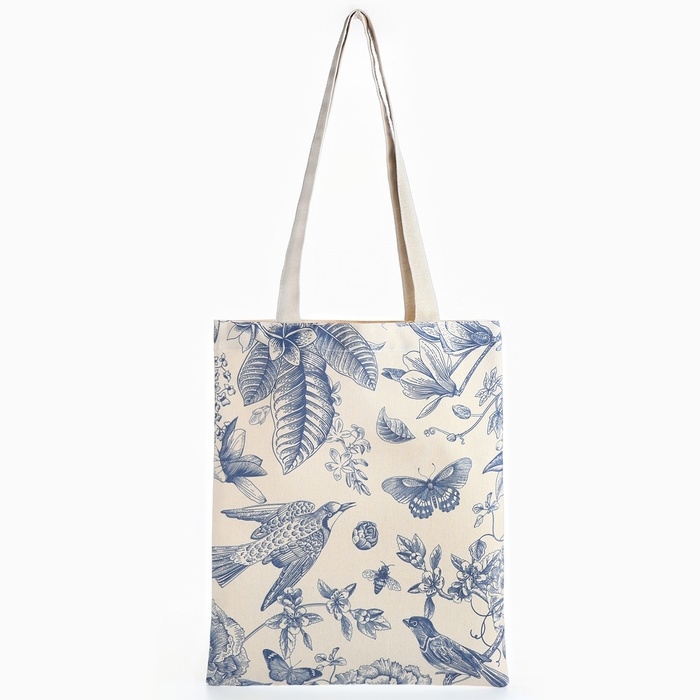 Шопер «Цветы» 33,5 х 39,5 см., отдел без молнии, без подклада, белый Шопер «Цветы» 33,5 х 39,5 см., отдел без молнии, без подклада, белый