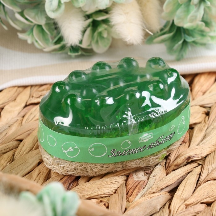 Мыло массажное с люффой Мыло массажное с люффой "Зеленое яблоко" 100 г "Добропаровъ" зеленый