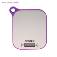 Весы кухонные Centek CT-2461, электронные, до 5 кг, серебристо-фиолетовые