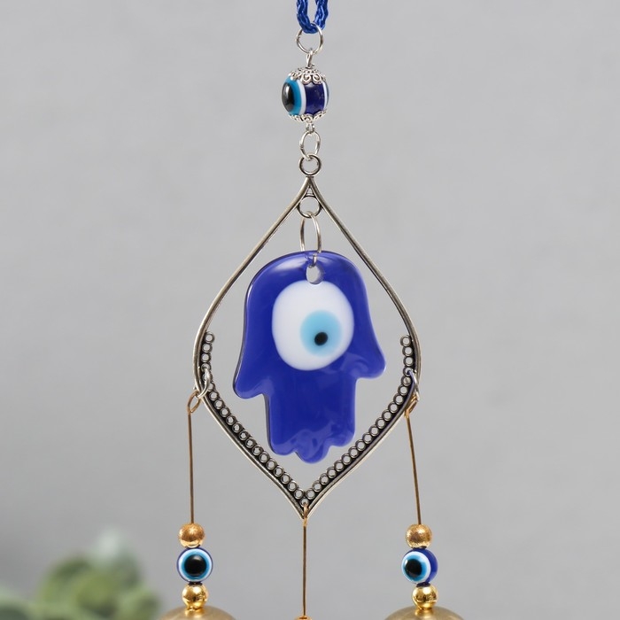 Музыка ветра металл, пластик Музыка ветра металл, пластик "От сглаза. Три золотых колокольчика" 38х5,5х2,8 см