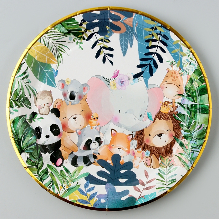 Тарелки бумажные «Зверята» с тиснением, 6 шт Тарелки бумажные «Зверята» с тиснением, 6 шт