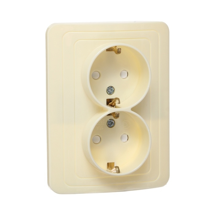 Розетка двухместная со шторкой Luazon Lighting  Розетка двухместная со шторкой Luazon Lighting "Орион", 16 А, скрытая, с з/к, бежевая