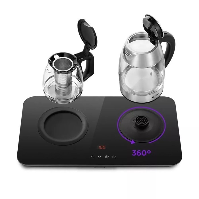 Чайный набор Kitfort КТ-6608, стекло, 1.7/1 л, 2200 Вт, регулировка t°, дисплей, чёрный Чайный набор Kitfort КТ-6608, стекло, 1.7/1 л, 2200 Вт, регулировка t°, дисплей, чёрный