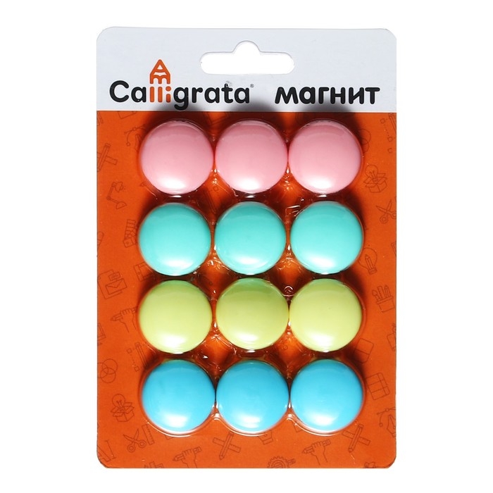 Набор магниты для доски d-2см, 12 штук, на блистере, пастель Набор магниты для доски d-2см, 12 штук, на блистере, пастель