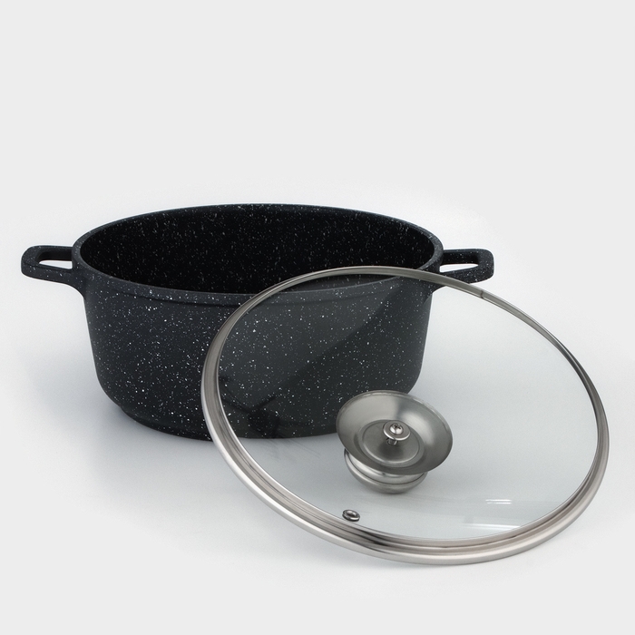 Кастрюля Доляна «Элит», 3,3 л, d=22 см, h=10 см, литой алюминий, литые ручки, антипригарное покрытие Кастрюля Доляна «Элит», 3,3 л, d=22 см, h=10 см, литой алюминий, литые ручки, антипригарное покрытие