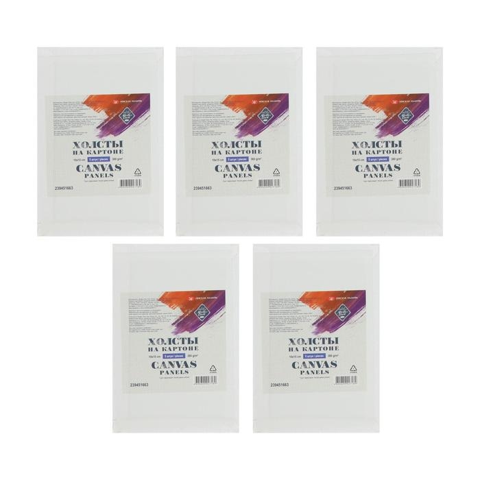 Холст на картоне, 10 х 15 см, хлопок 100%, НАБОР 5 штук, акриловый грунт, мелкозернистый, 380 г/м², ЗХК «Мастер Класс» Холст на картоне, 10 х 15 см, хлопок 100%, НАБОР 5 штук, акриловый грунт, мелкозернистый, 380 г/м², ЗХК «Мастер Класс»