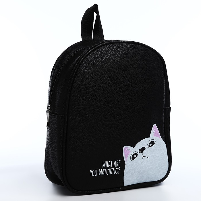 Рюкзак из искусственной кожи «What are you watching?» 27х23*10 см Рюкзак из искусственной кожи «What are you watching?» 27х23*10 см