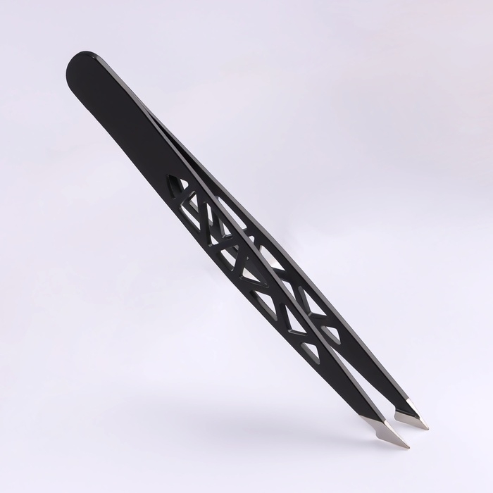 Пинцет «Геометрия», скошенный, заострённый, 9,5 см, цвет чёрный Пинцет «Геометрия», скошенный, заострённый, 9,5 см, цвет чёрный