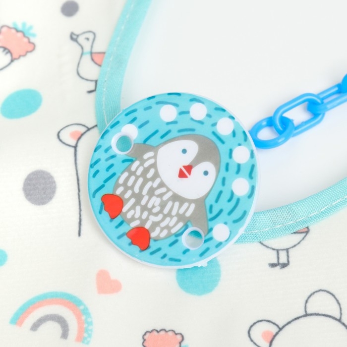 Набор детских слюнявчиков Крошка Я, 4 шт. + подарок, 29х20 см., цвет бирюзовый, серый Набор детских слюнявчиков Крошка Я, 4 шт. + подарок, 29х20 см., цвет бирюзовый, серый