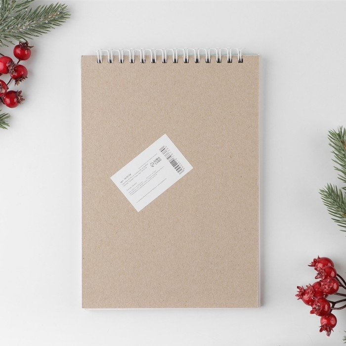 Новый год. Скетчбук в тонкой обложке на гребне &laquo;Привет, Новый год!&raquo;, А5, 40 листов, 100г/м2