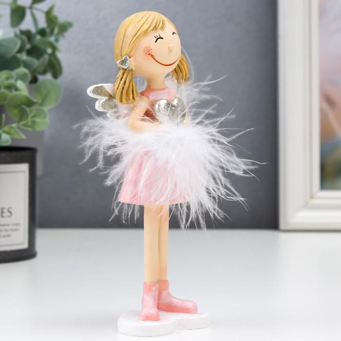 Сувенир полистоун  Сувенир полистоун "Ангел-малышка с хвостиками, с сердечком" пух 16х5,5х7,5 см