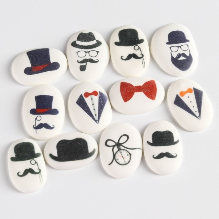 Посыпка медальоны сахарная с картинкой микс: &laquo;Джентельмены&raquo; для декора капкейков, торта, напитков, 20 г.