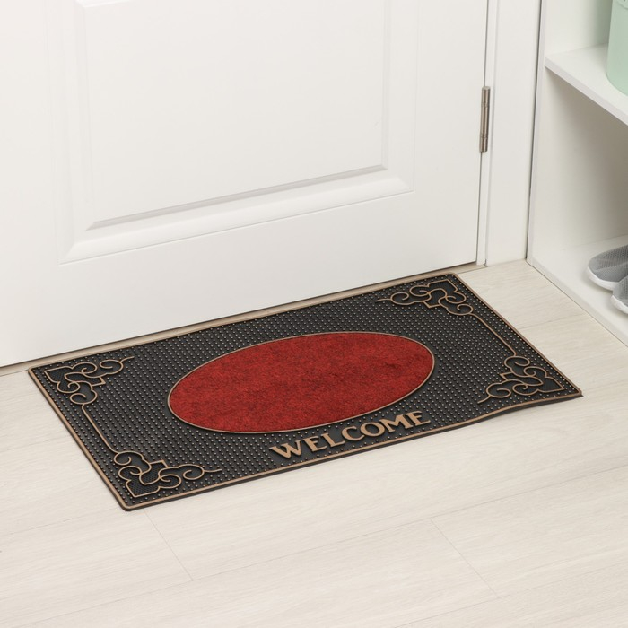 Коврик придверный резиновый Доляна Welcome, 40×70 см, цвет МИКС Коврик придверный резиновый Доляна Welcome, 40×70 см, цвет МИКС