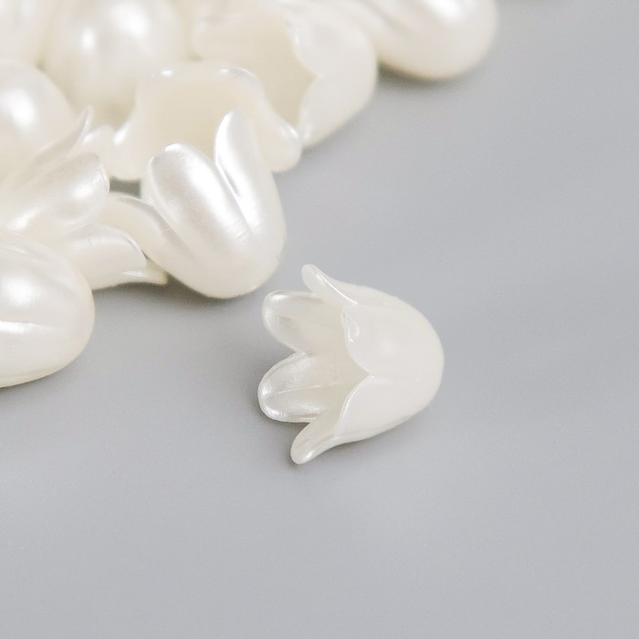 Бусины для творчества пластик "Колокольчик жемчужный" набор 40 шт 1х0,9х0,9 см