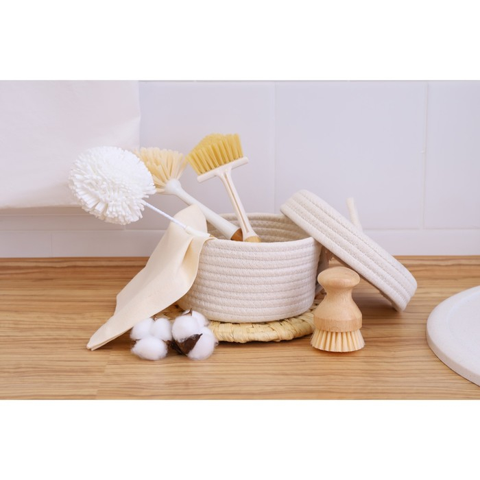 Корзина для хранения плетёная ручной работы LaDо́m «Бэлл», 16×16×12 см, цвет бежевый