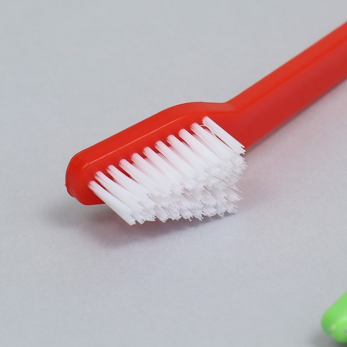 Зубная щётка двухсторонняя, набор 2 шт, красная и зелёная Зубная щётка двухсторонняя, набор 2 шт, красная и зелёная