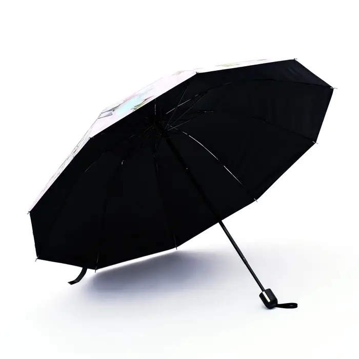 Зонт механический &laquo;Пионы&raquo;, эпонж, 4 сложения, 10 спиц, R=53/60 см, d=106 см, МИКС