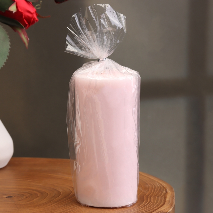 Свеча-цилиндр гладкая, 5х10 см, светло-розовая, 6 ч Свеча-цилиндр гладкая, 5х10 см, светло-розовая, 6 ч