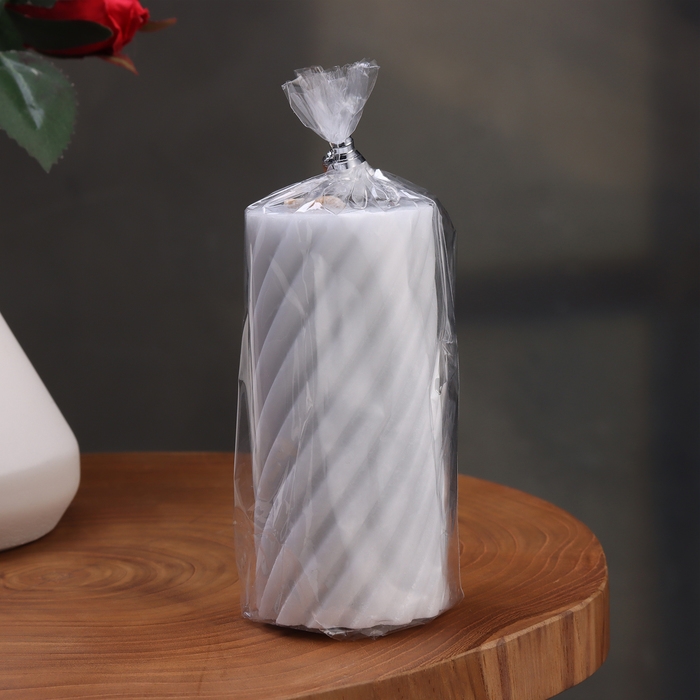 Свеча-цилиндр "Спираль", 5х10 см, серая, 6 ч