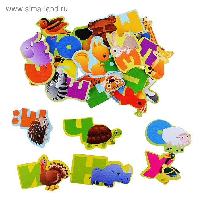 Алфавит русский «Животный мир», буква 5 × 6 см, дерево, бумага, магнитный винил Алфавит русский «Животный мир», буква 5 × 6 см, дерево, бумага, магнитный винил