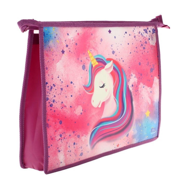 Папка для тетрадей А4, 325 х 230 х 55 мм, молния сверху, пластиковая, ПМ-А4-29 Calligrata Папка для тетрадей А4, 325 х 230 х 55 мм, молния сверху, пластиковая, ПМ-А4-29 Calligrata "Единорог"