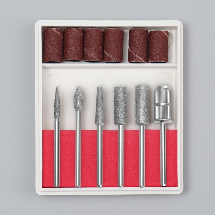 Фрезы с алмазным напылением, с насадками для педикюра, в пластиковом органайзере, 12 шт Фрезы с алмазным напылением, с насадками для педикюра, в пластиковом органайзере, 12 шт
