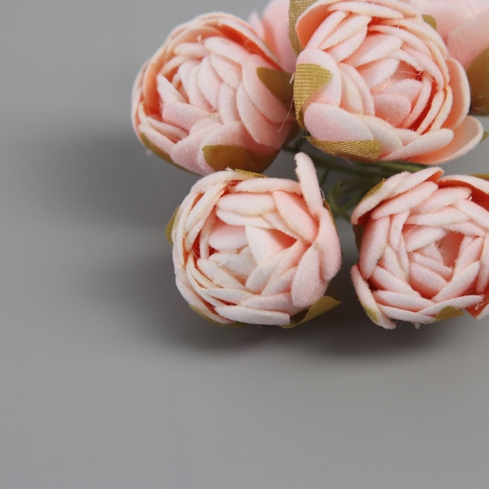 Декор для творчества "Пионы" бело-оранжевый (1 набор=1 букет) в букете 6 шт 2,5х10,5 см