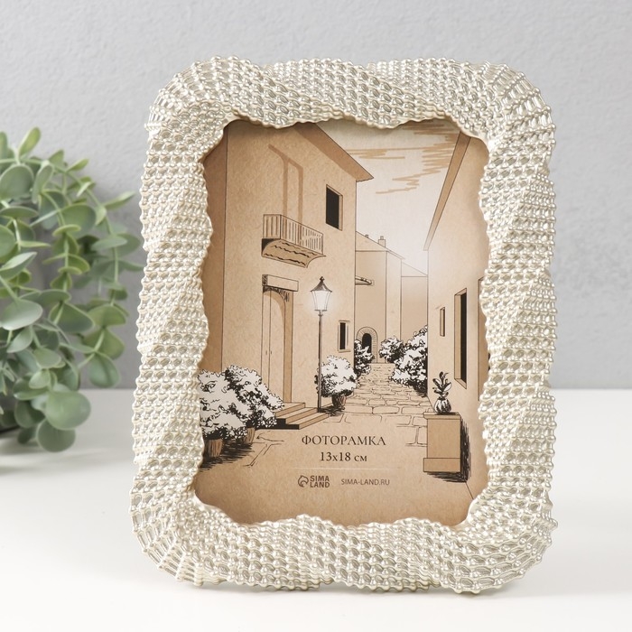 Фоторамка полистоун 13х18 см Фоторамка полистоун 13х18 см "Ожерелье" светлое золото 17,7х1,8х23 см