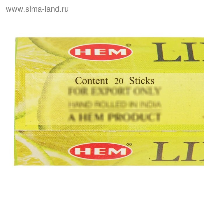 Благовония Благовония "HEM" 20 палочек угольные lime lemon