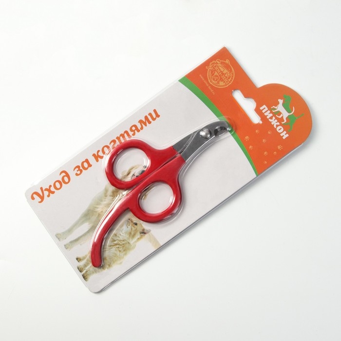 Ножницы-когтерез с удлиненным упором для пальцев, отверстие 7 мм, красные Ножницы-когтерез с удлиненным упором для пальцев, отверстие 7 мм, красные