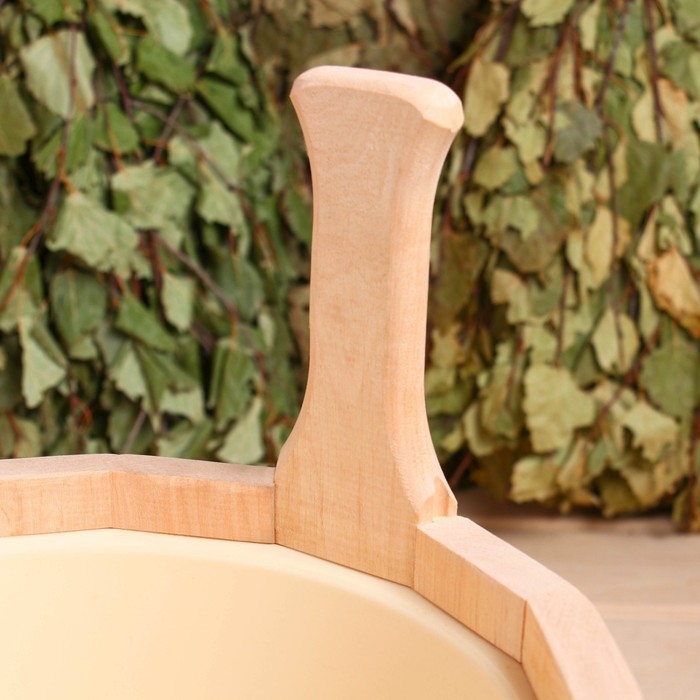 Шайка одноручная из ольхи, 5 л, с пластмассовой вставкой Шайка одноручная из ольхи, 5 л, с пластмассовой вставкой