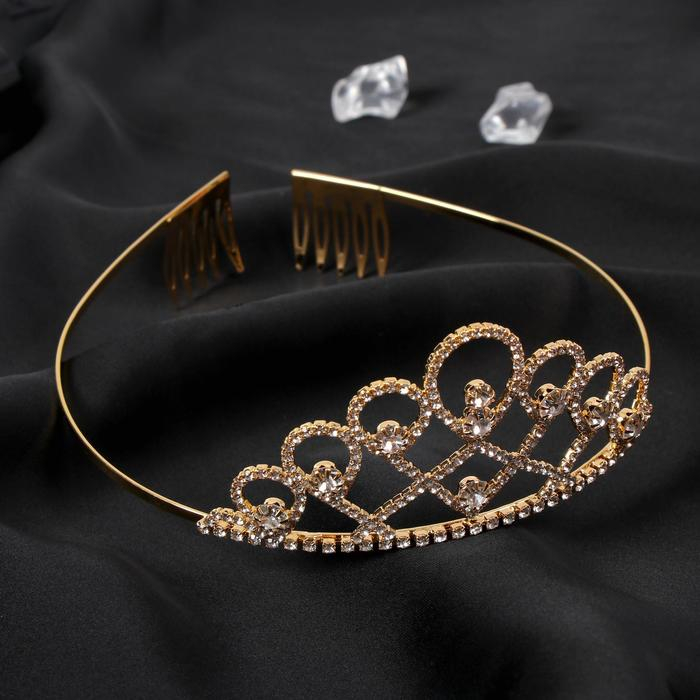 Диадема для волос Диадема для волос "Аделина" капельки сетка, 5 см, золото