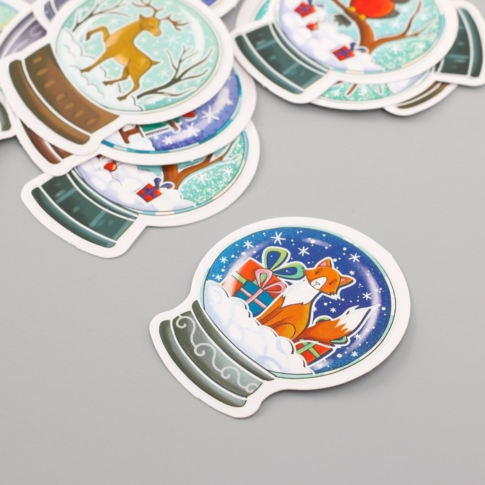 Наклейки для творчества Наклейки для творчества "Снежные шары" тиснение серебро набор 48 шт 9х7х0,8 см