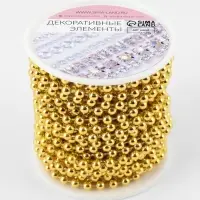 Бусы на нитях, 4 мм, 9&plusmn;1 м, цвет золотой