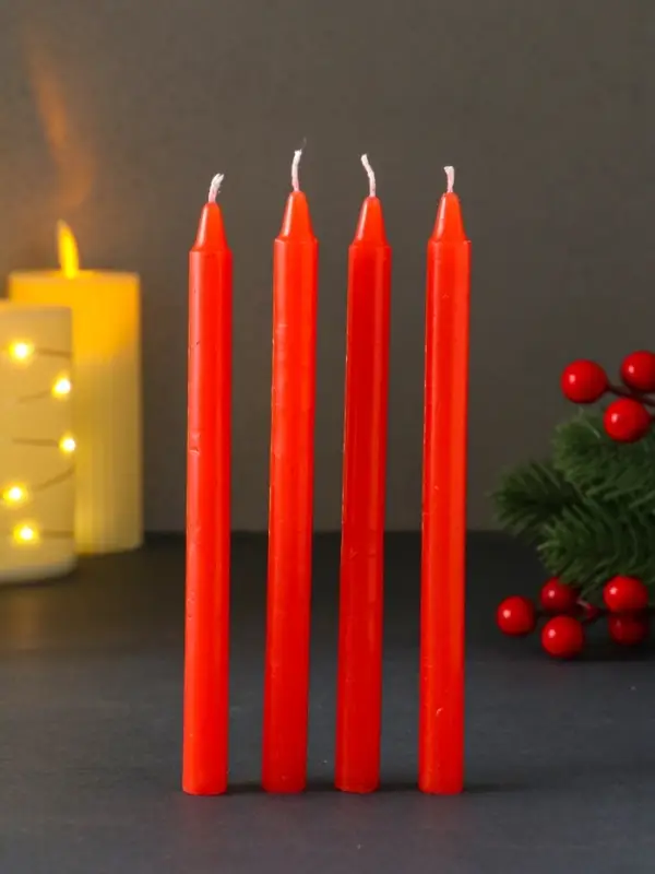 Набор свечей восковых &laquo;Новый год. Верь в чудеса&raquo;, 4 шт., красные, 10&times;15&times;3 см