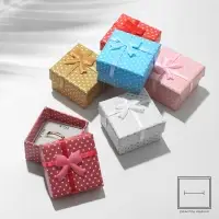 Коробочка подарочная под кольцо/серьги «Горошек» с бантом, 4.5×4.5, МИКС, вставка белая