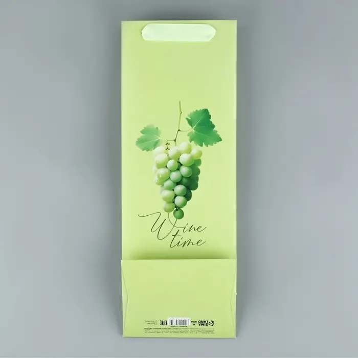 Пакет подарочный под бутылку, упаковка, &laquo;Виноград&raquo;, 36&times;13&times;10 см
